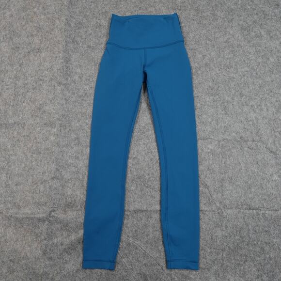 Lululemon Leggings Womens 2 Wunder Train High Rise 25" Yoga Run Blue Workout Gym - Picture 1 of 9